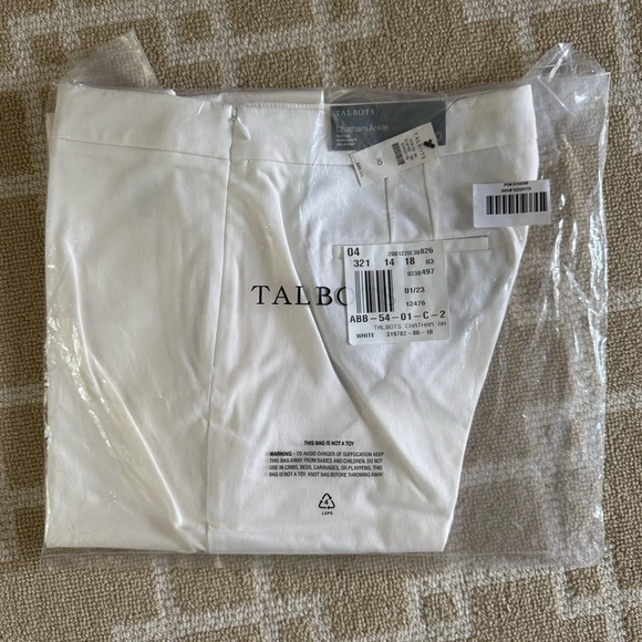 NWT Talbots Chatham Ankle Pants Soft White Slim Leg Pull-On High Waist Style 10 - Picture 4 of 7